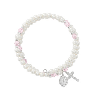 (BR7RS) ROSE & PEARL WRAP BRACELET