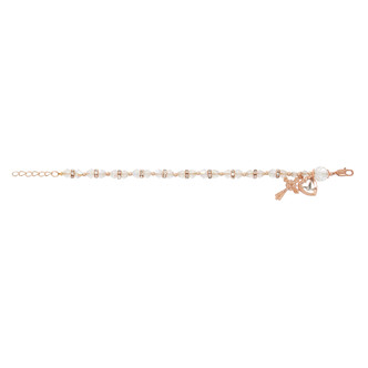 (BR363) ROSE GOLD CRYSTAL ROSARY BRAC