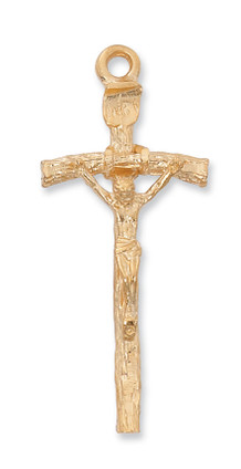(H660) 24" CH G/PWT PAPAL CRUCIFIX