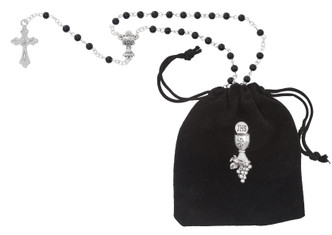 (P560RP) BLACK BAG,ROSARY AND PIN SET