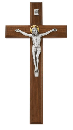 (80-154) 12" WALNUT BEVELED CRUCIFIX