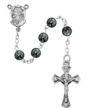 (R973G) 6MM HEMATITE YOUTH ROSARY