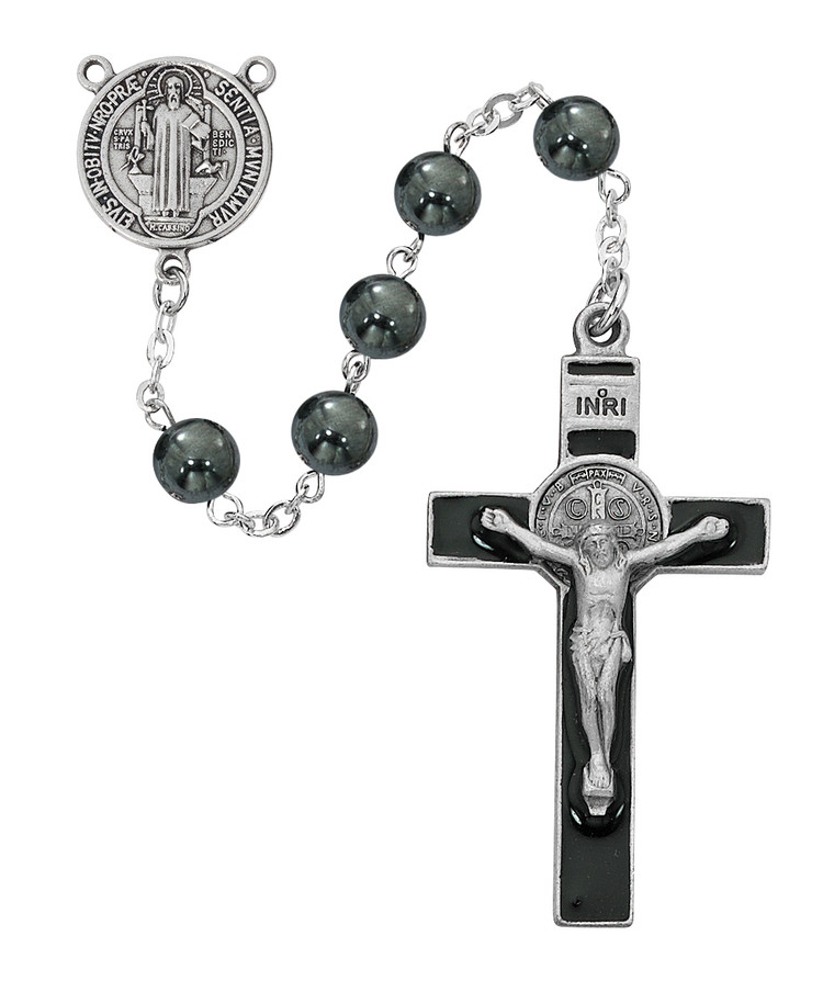 (R974F) 8MM HEMATITE ST BENEDICT