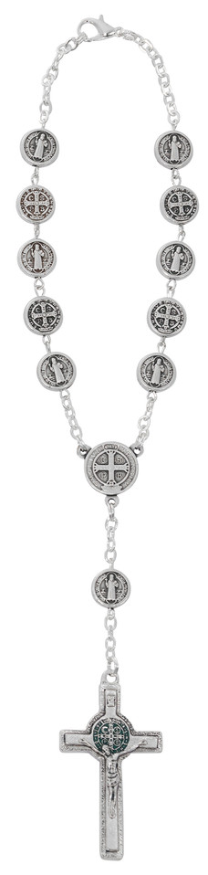 (AR114C) METAL ST. BENEDICT AUTO ROSARY