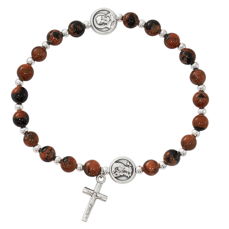 (B1046C) ST. PIO SANDSTONE ROSARY