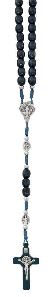 (P605C) BLUE WOOD ST. BENEDICT ROSARY