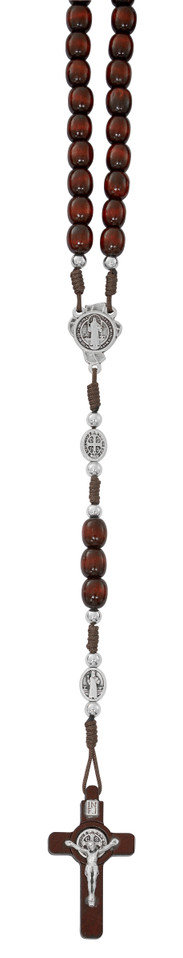 (P606C) MAHOG WOOD ST. BENEDICT ROSARY