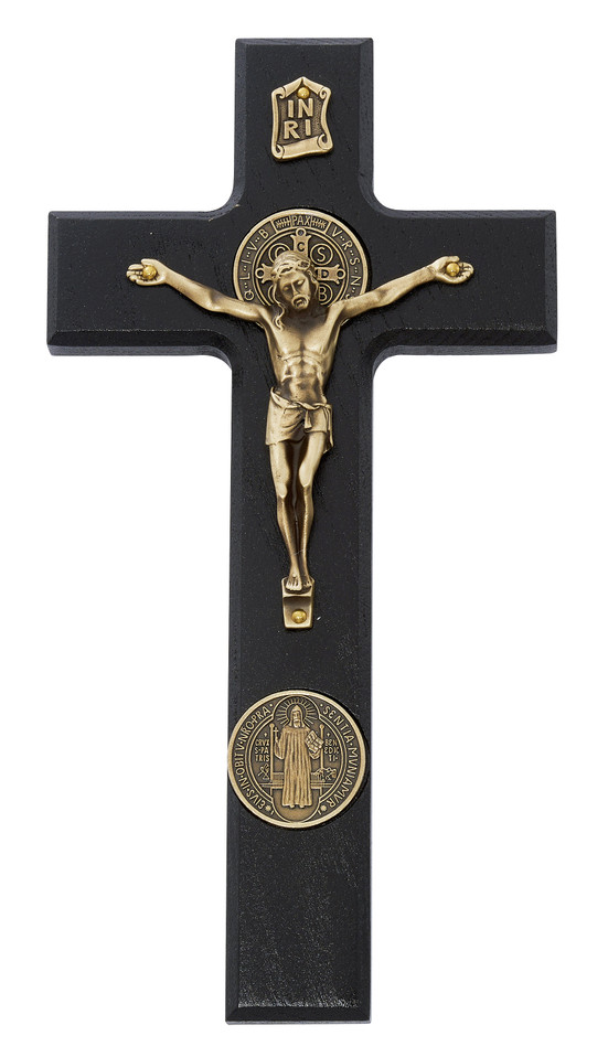 (80-211) 9" BLACK ST BENEDICT CRUCIFIX