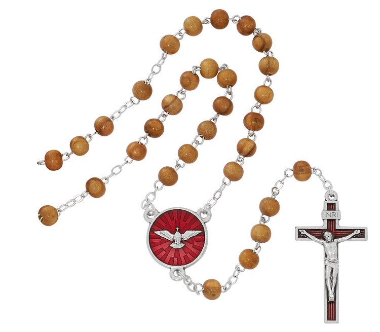(P621X) OLIVE WOOD CONFIRMATION ROSARY