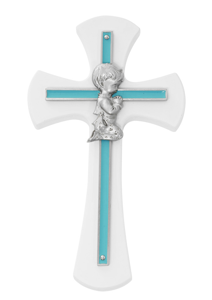 (73-77) 7" BLUE BOY CROSS ON WHITE