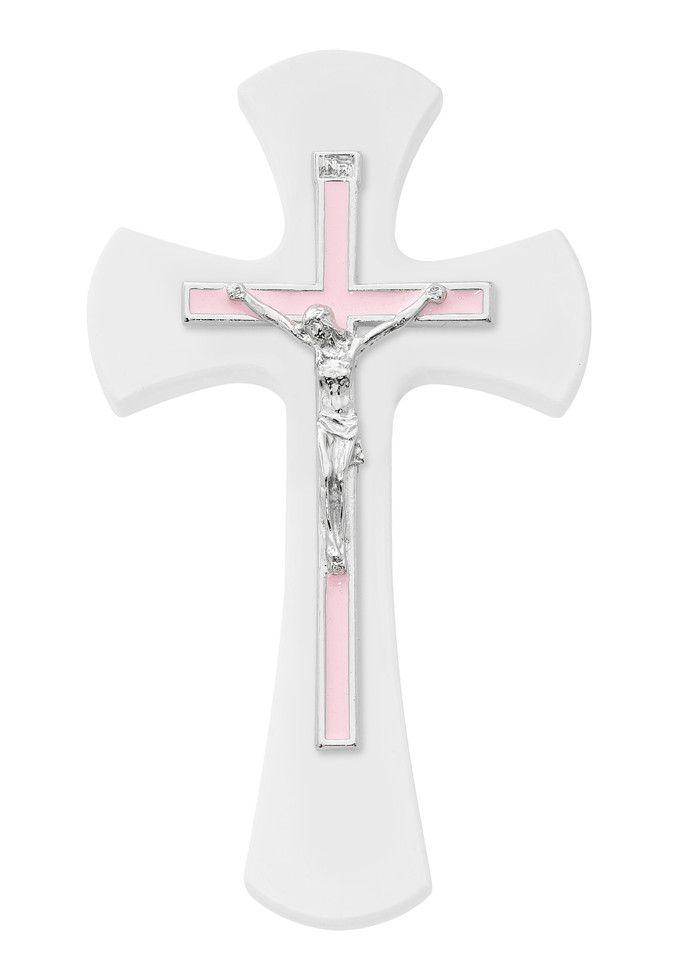 (73-81) 7" WHITE CROSS WITH PINK CRUCI