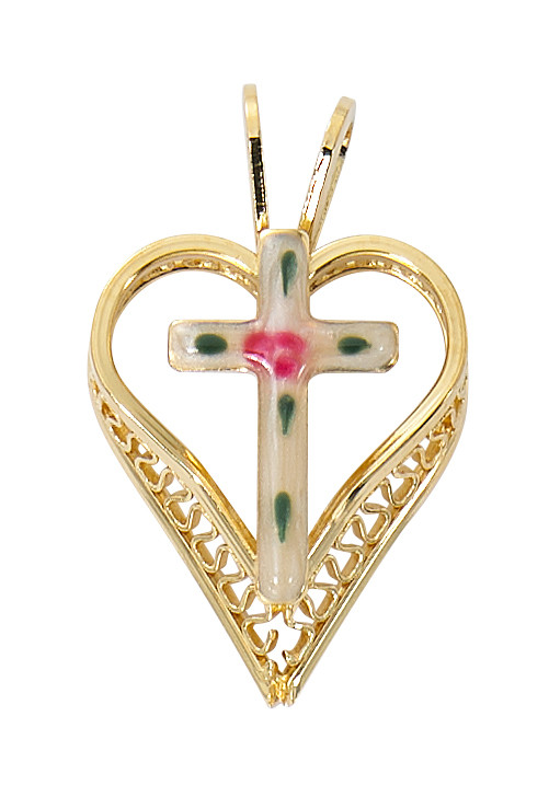 (J9239) 16-18"CH G/SS CLOISONNE CROSS