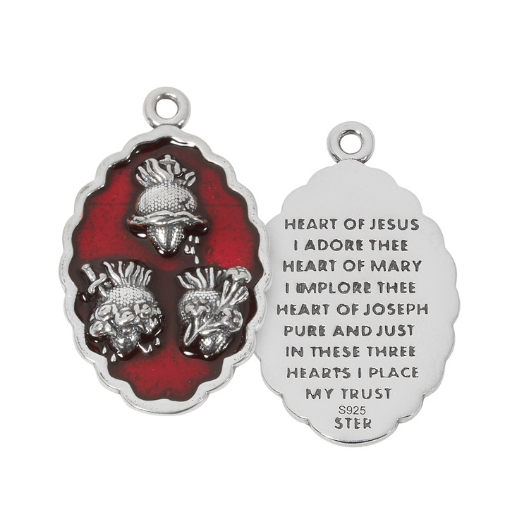 (L664RD) 20" CH SS RED ENAM 3 HEARTS 