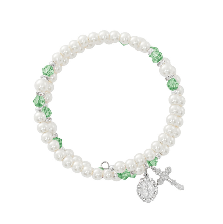 (BR7PEC) PERIDOT & PEARL WRAP BRACELET