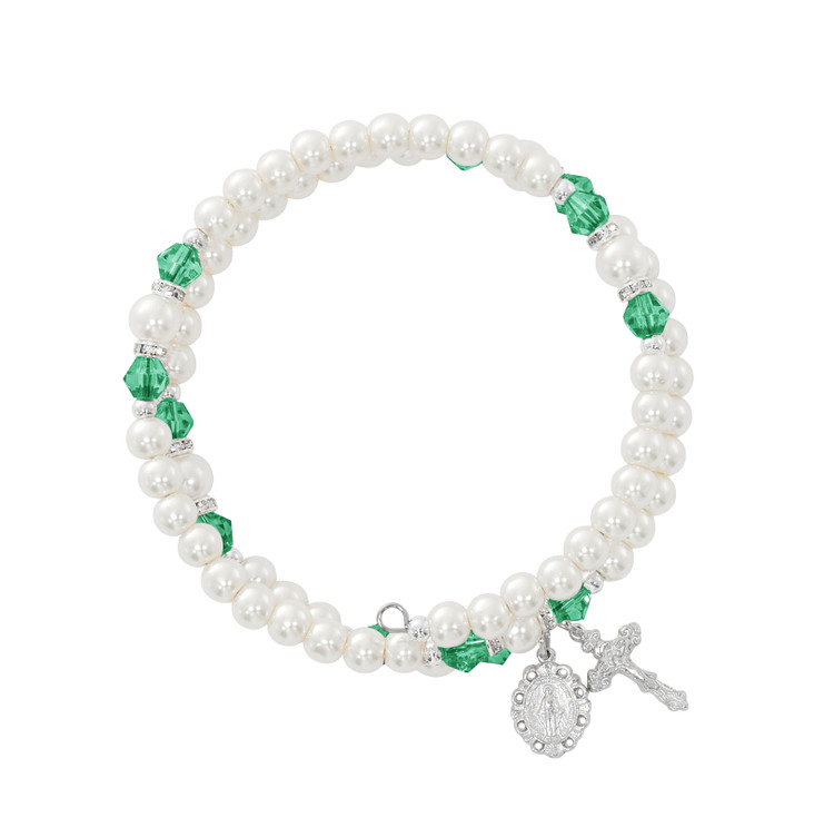 (BR7EMC) EMERALD & PEARL WRAP BRACELET
