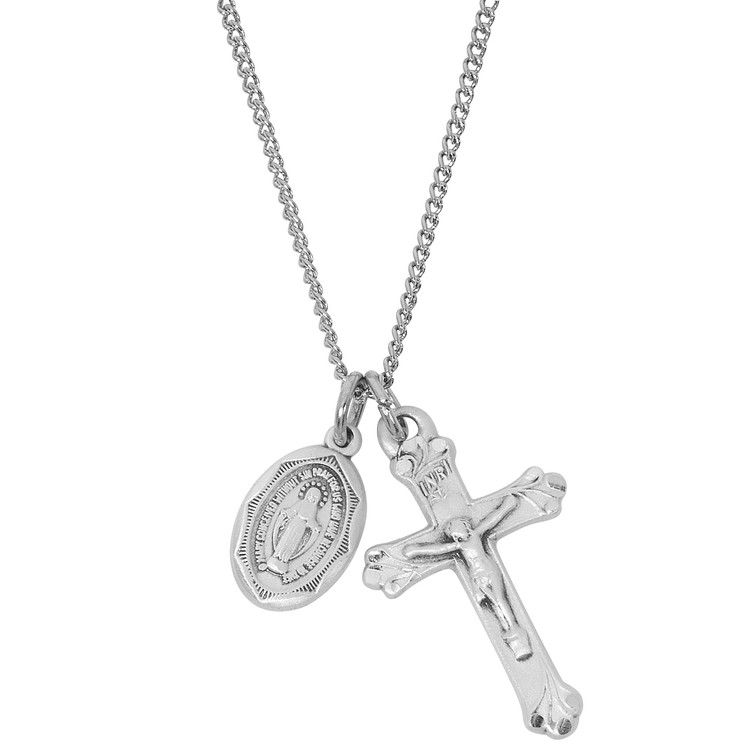 (LD105) 16-18" CH SS CRUCIFIX & MIRAC 