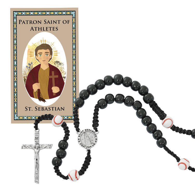 (P532C) CORDED BASEBALL ROSARY WITH