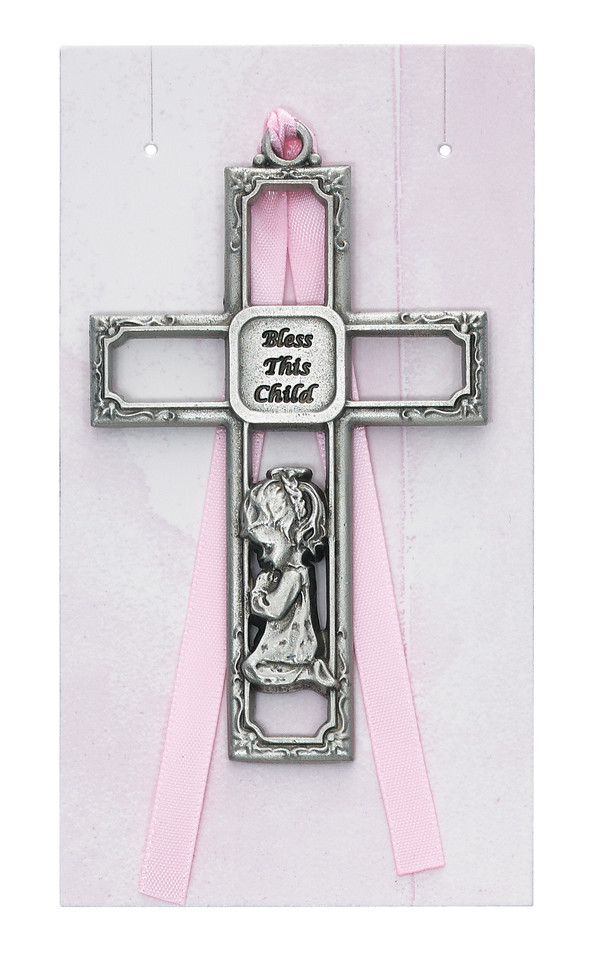 (PW13-P) PEWTER GIRL CROSS CARDED