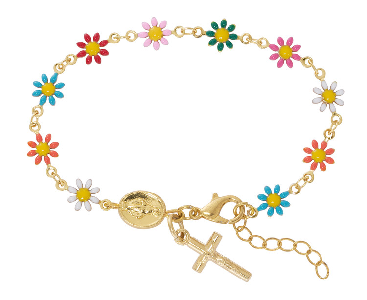 (BR104W) GP COLORFUL FLOWER ROSARY