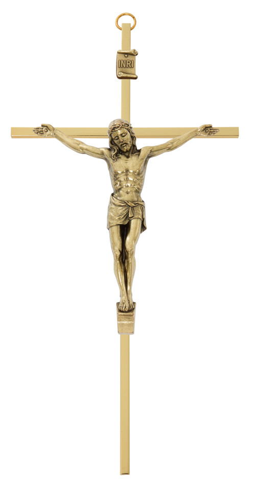 (80-216) 10" GOLD BRASS CRUCIFIX