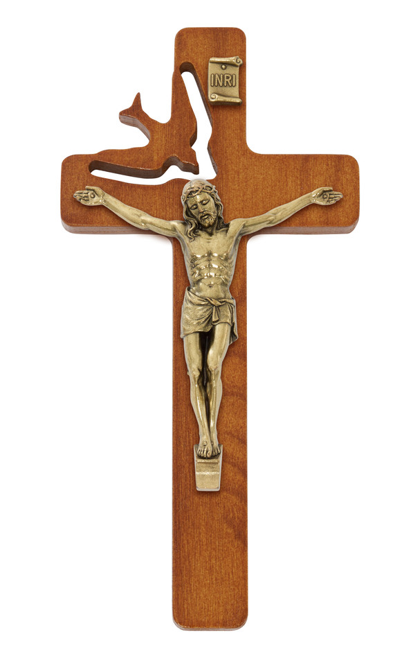 (77-56) 8" WALNUT HOLY SPIRIT CRUCIFIX