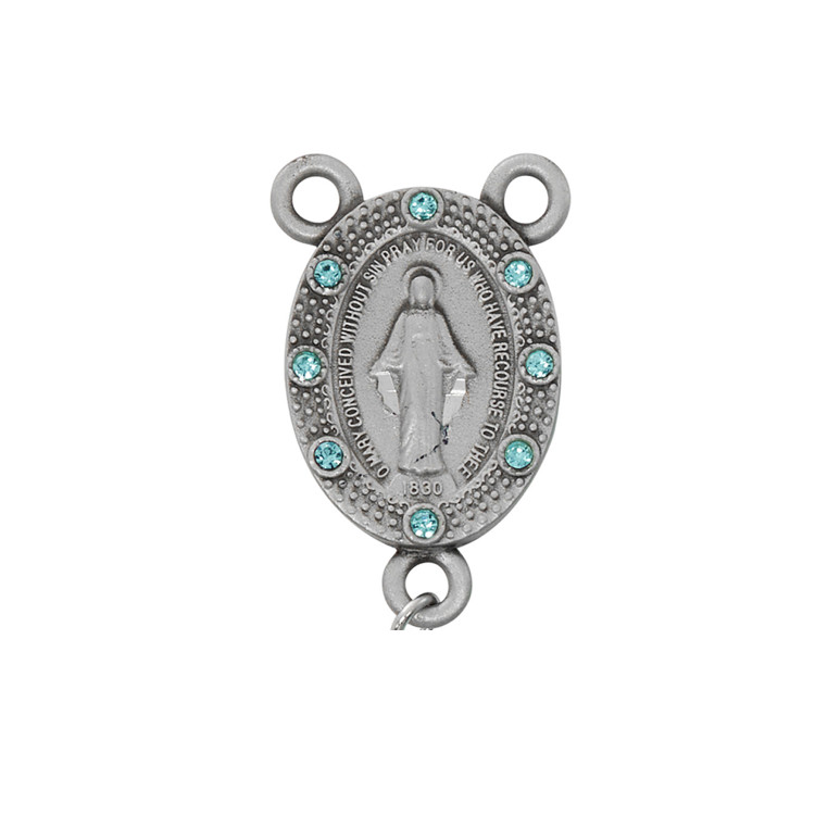 (2068D-AQ) PEWT CENTER W/DK AQUA STONES