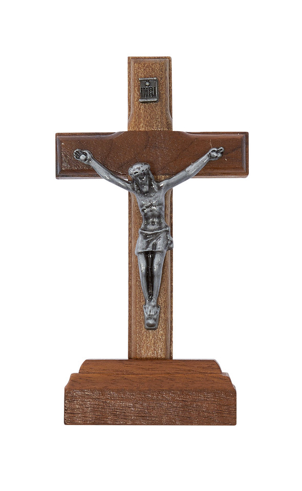 (82-16) 3.75" WALNUT STANDING CRUCIFIX