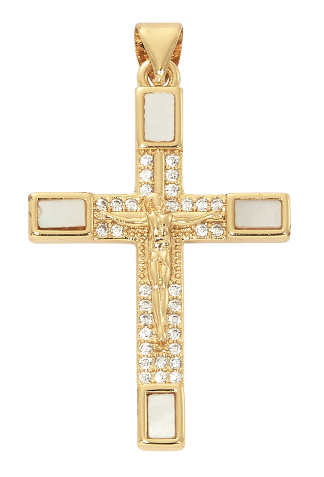 (H103) GOLD PLATE M.O.P CRUCIFIX 
