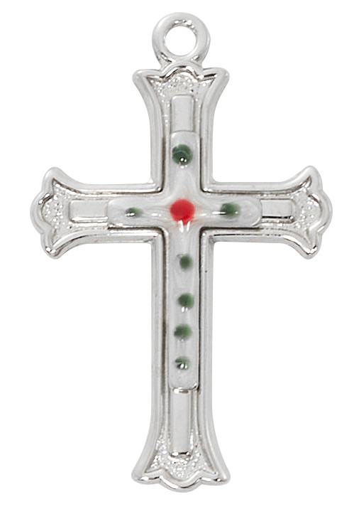 (L9319) 18" CH SS CLOISONNE CROSS