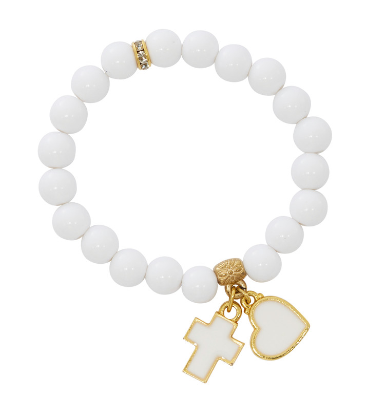 (B1073C) WHITE ACRYLIC STRETCH BRACELE