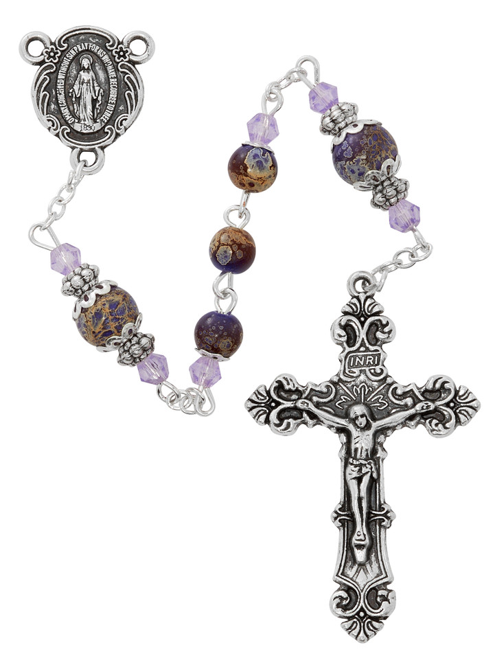 (P649F) 6MM PURPLE MARBELINE ROSARY