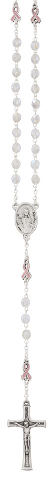 (R958F) ST. AGATHA PINK RIBBON ROSARY