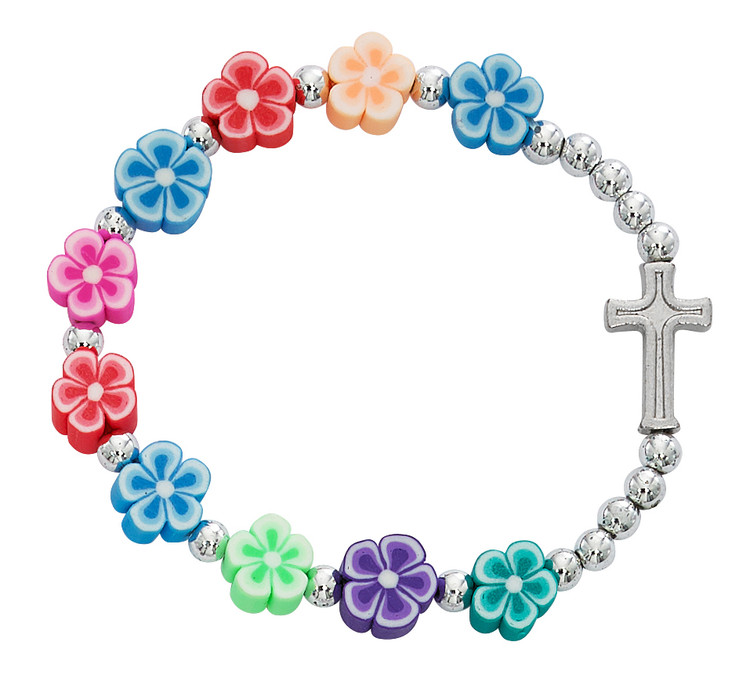 (BR893) KIDS MULTI-COLOR FLOWER BRACEL