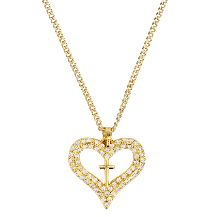 (H113) GP CRYSTAL CROSS HEART, 18" CH