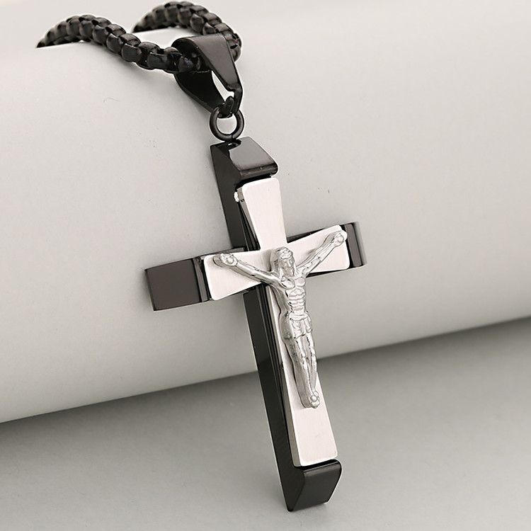 (RC115) TITANIUM STEEL TWO-TONE CROSS