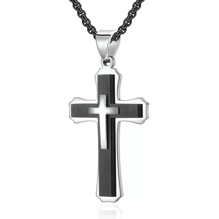 (RC118) TITANIUM STEEL GEOMETRIC CROSS