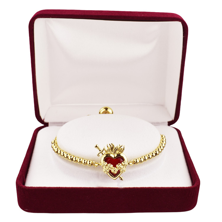 (BR298) 18KT GP RED HEART S.H/I.H. 
