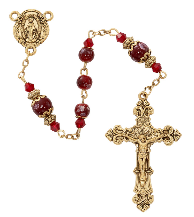(P646C) RED MARBELINE ROSARY