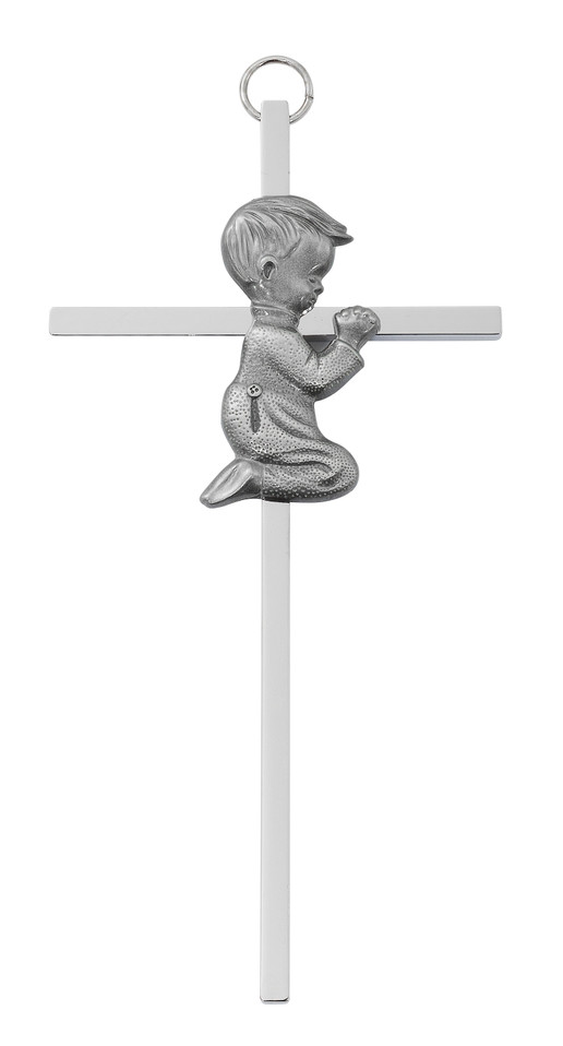 (73-13602) 6" BABY BOY ALUMINUM CROSS 