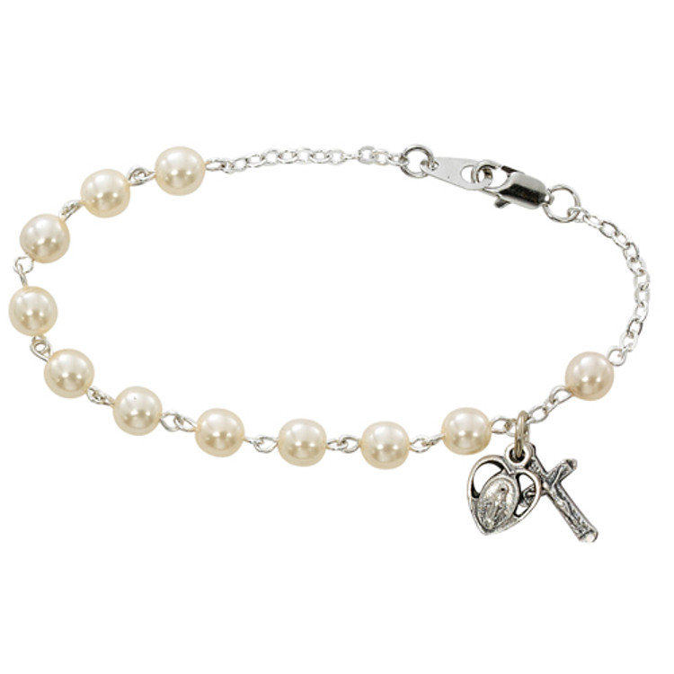 (BR181) 7 1/2" GLASS PEARL BRACELET