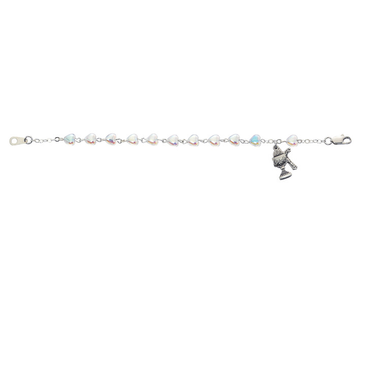 (BR76W) 6 1/2" CRYSTAL HEART BRACELET