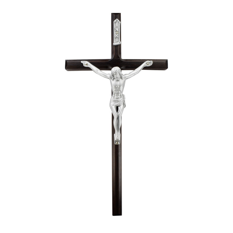 (BV10-148HS) 10 BEVELED DARK WALNUT CRUCIFI