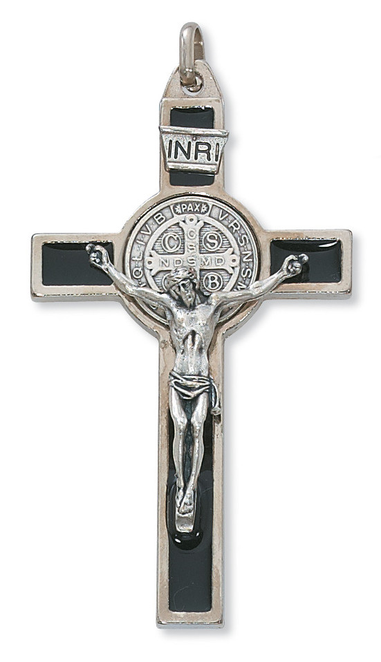 (119-05) 3" SILVER ST BENEDICT CRUCIFIX