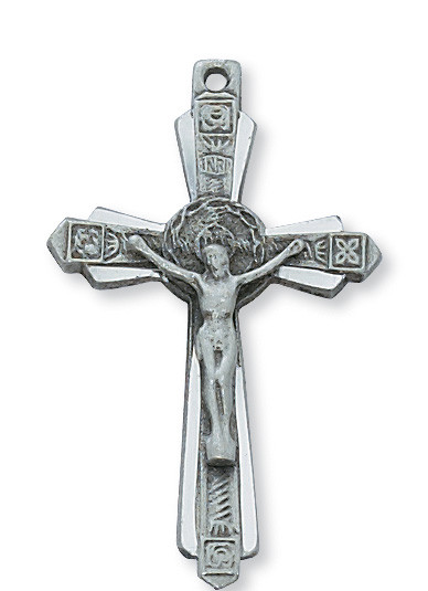 (D6004) PEWTER CRUCIFIX 24" CH/BX