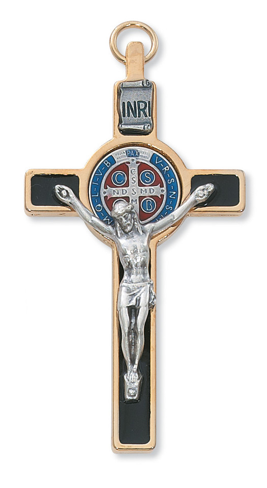 (119-08) 3" GOLD ST BENEDICT CRUCIFIX"