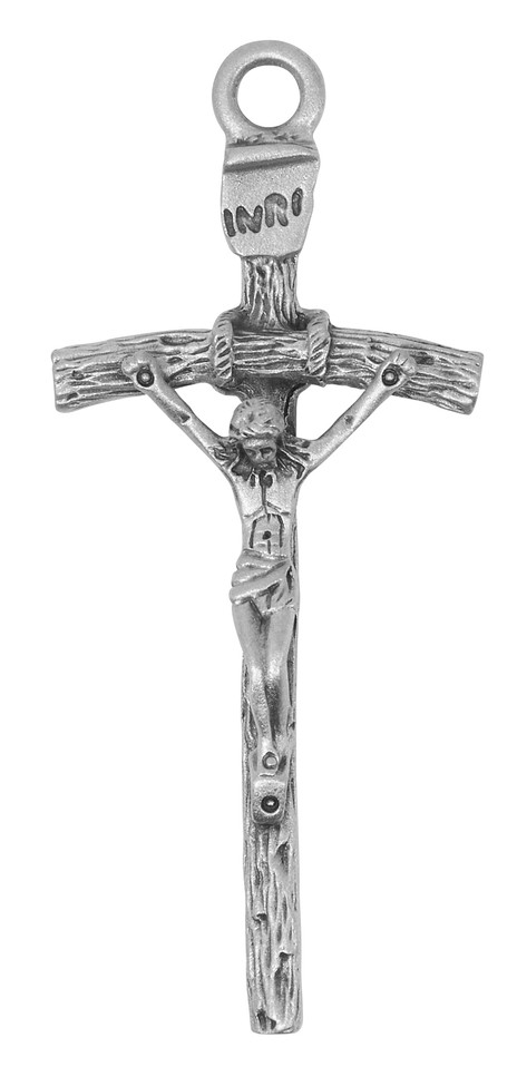 (D660) PEWTER PAPAL CRUCIFIX