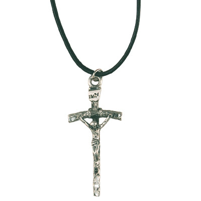 (D660LC) PEWTER PAPAL CRUCIFIX CORD