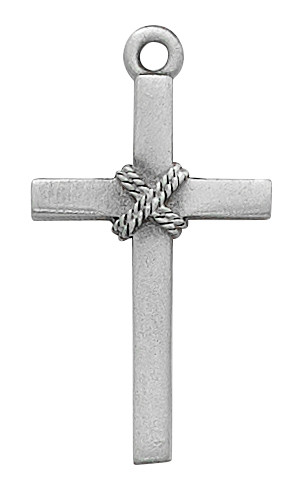 (D8018) PEWTER CROSS/ROPE 18" CHAIN
