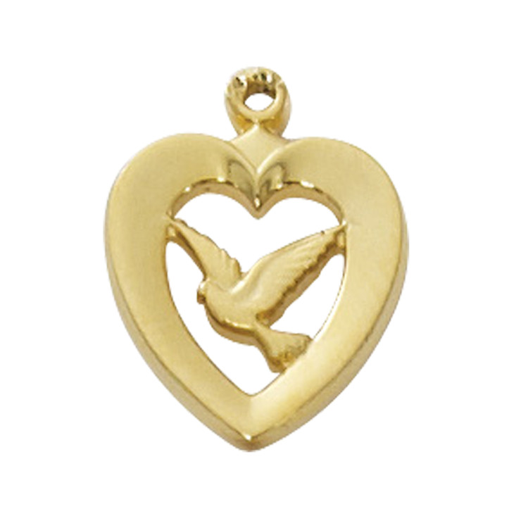 (H638) 18" CH G/PWT HOLY SPIRIT HEART