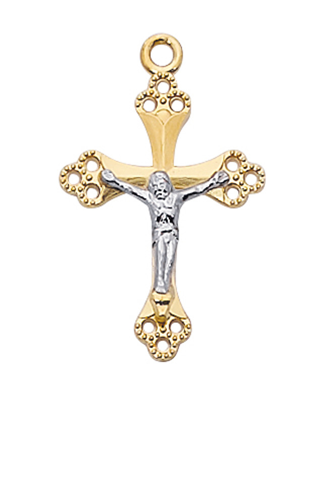 (JT9155) 18" CH G/SS TUTONE CRUCIFIX 